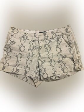 Dear John Ivory and Gray Snake-Print Jean Shorts